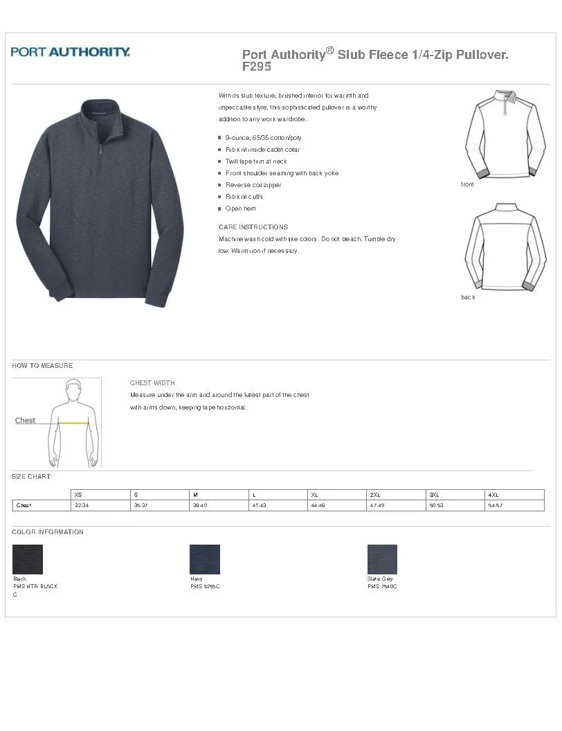 # F295 Port Authority Slub Fleece 1/4-Zip Pullover