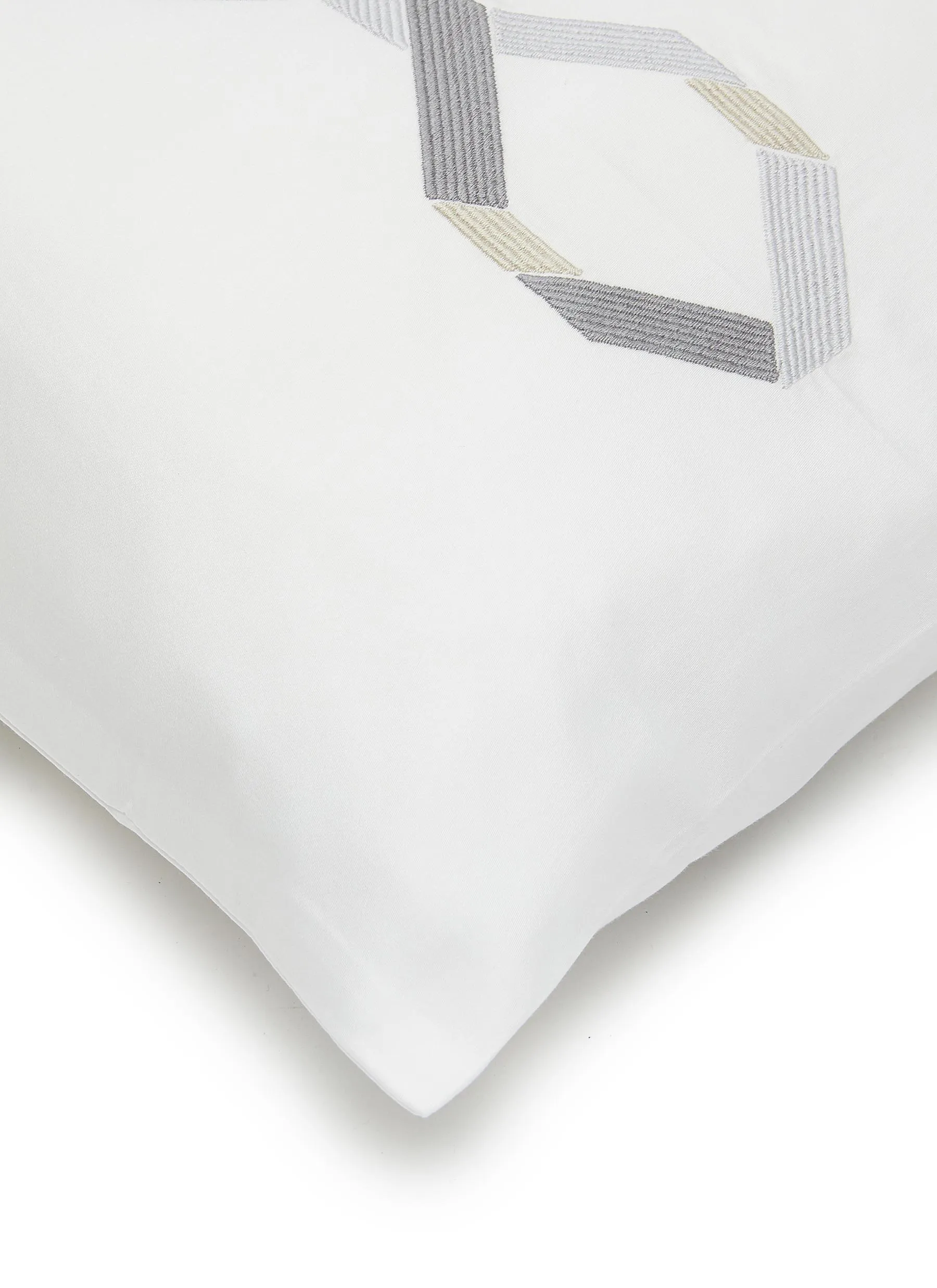 -----------FRETTE  ---- ------------ ----Continuity Embroidered Pillow Case — Grigio/Beige --