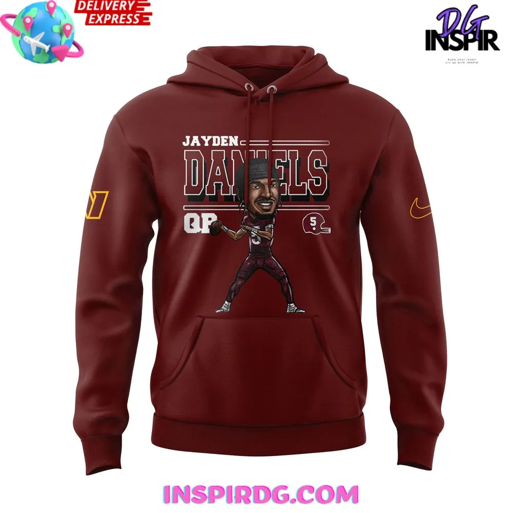 -Washington Commanders Jayden Daniels 2024 Red Hoodie