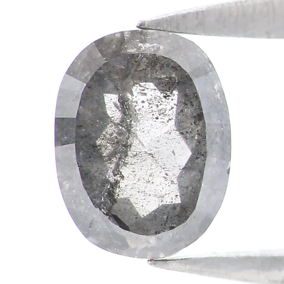 0.55 Ct Natural Loose Oval Shape Diamond Salt And Pepper Oval Diamond 5.45 MM Natural Diamond Black Grey Color Oval Rose Cut Dia