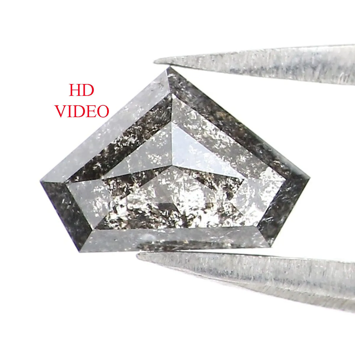 0.59 Ct Natural Loose Shield Shape Diamond Salt And Pepper Shield Cut Diamond 4.70 MM Black Gray Color Shield Shape Rose Cut Dia