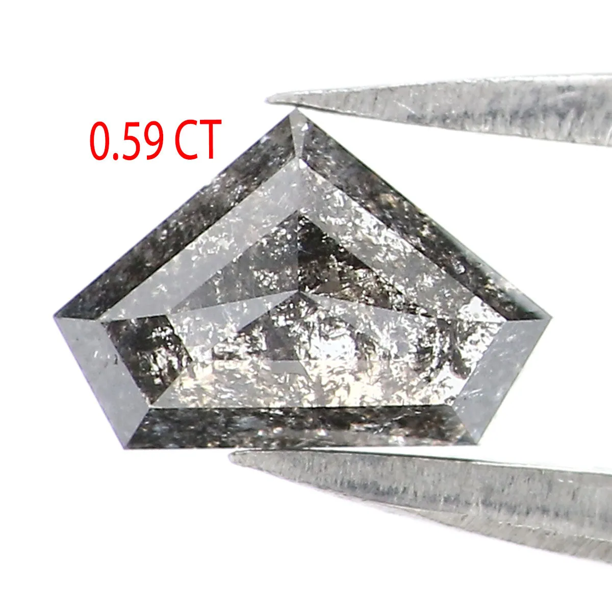 0.59 Ct Natural Loose Shield Shape Diamond Salt And Pepper Shield Cut Diamond 4.70 MM Black Gray Color Shield Shape Rose Cut Dia