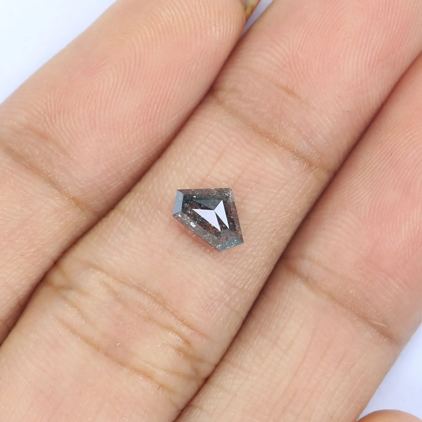 0.59 Ct Natural Loose Shield Shape Diamond Salt And Pepper Shield Cut Diamond 4.70 MM Black Gray Color Shield Shape Rose Cut Dia