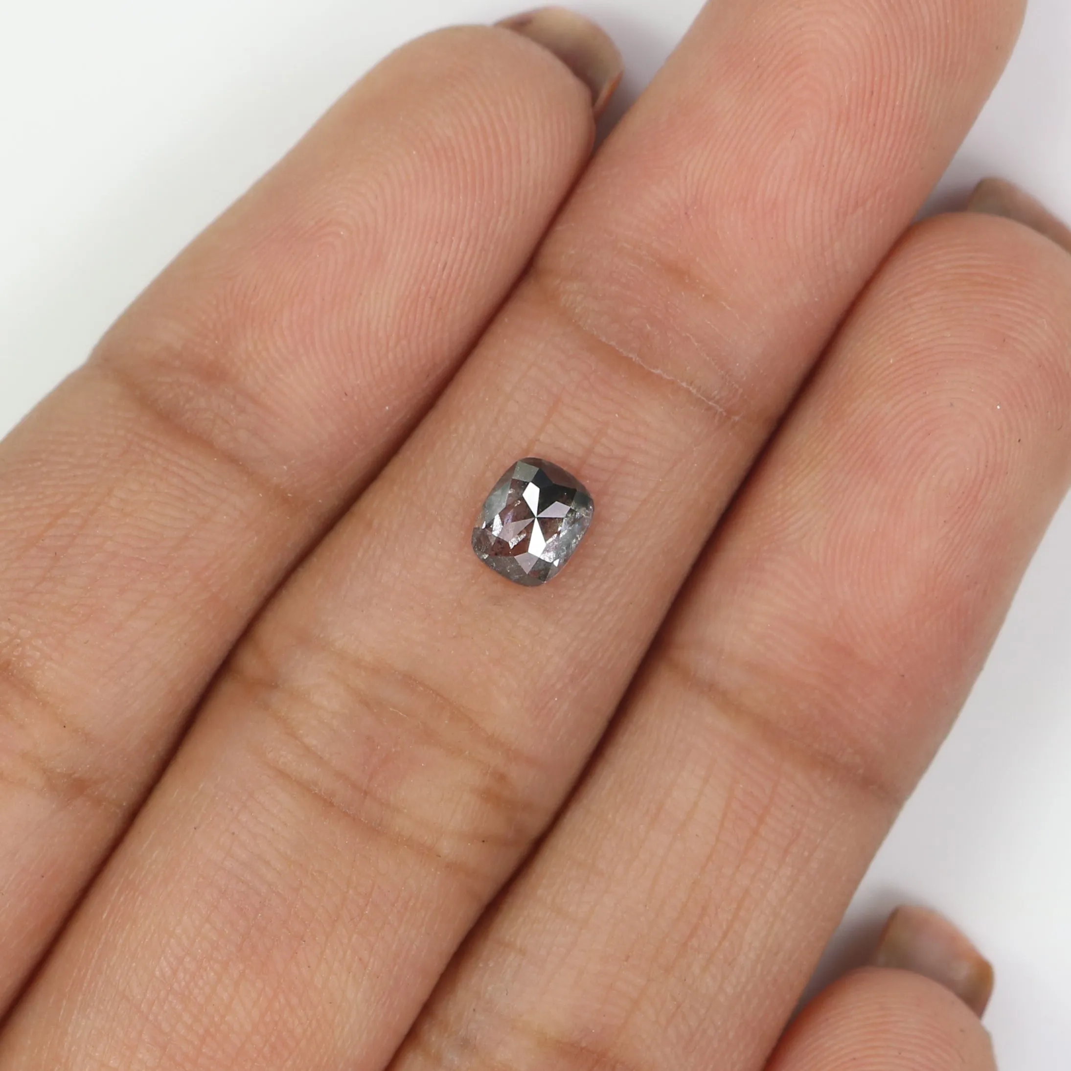 0.61 CT Natural Loose Cushion Shape Diamond Salt And Pepper Cushion Shape Diamond 5.20 MM Black Grey Color Cushion Rose Cut Diam