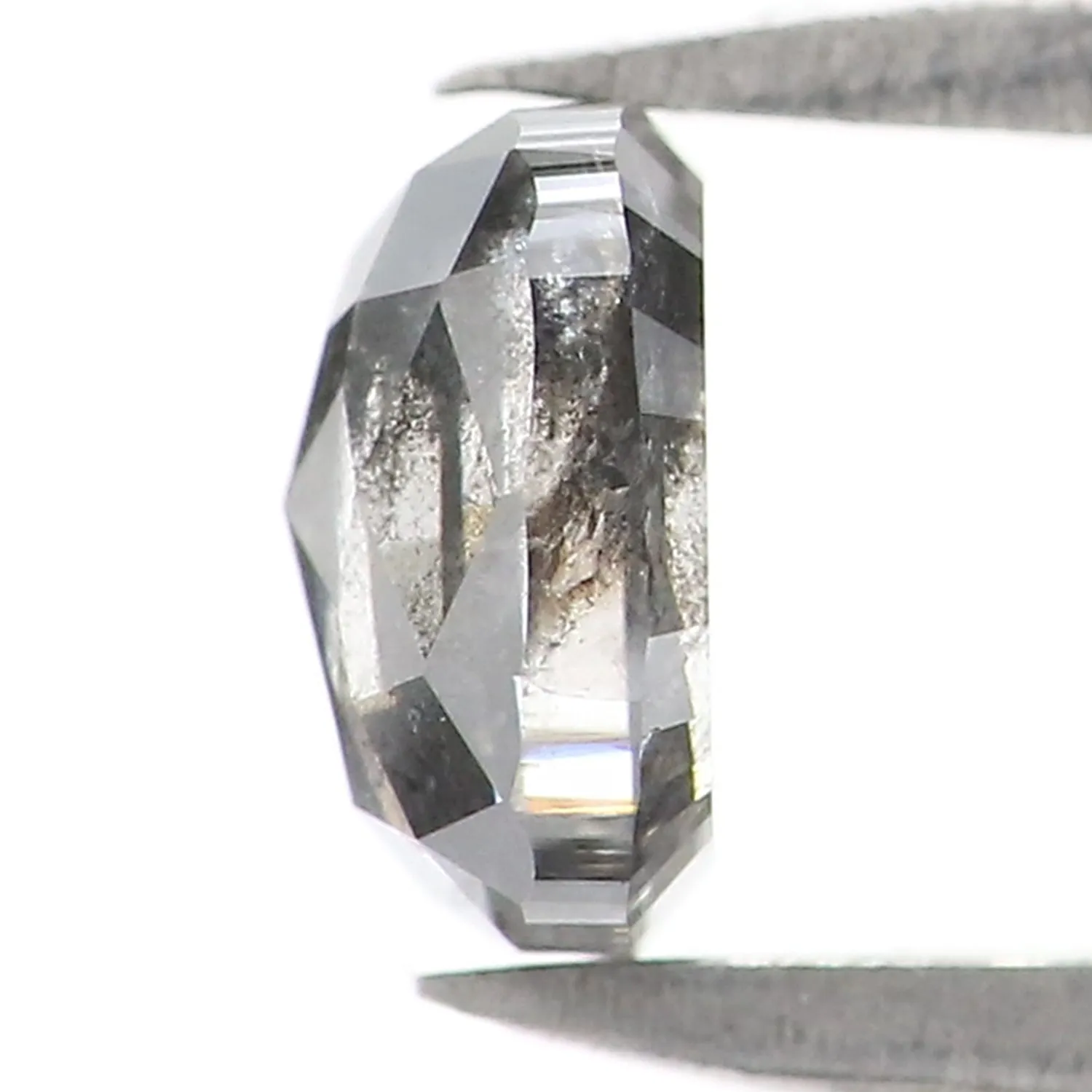 0.61 CT Natural Loose Cushion Shape Diamond Salt And Pepper Cushion Shape Diamond 5.20 MM Black Grey Color Cushion Rose Cut Diam