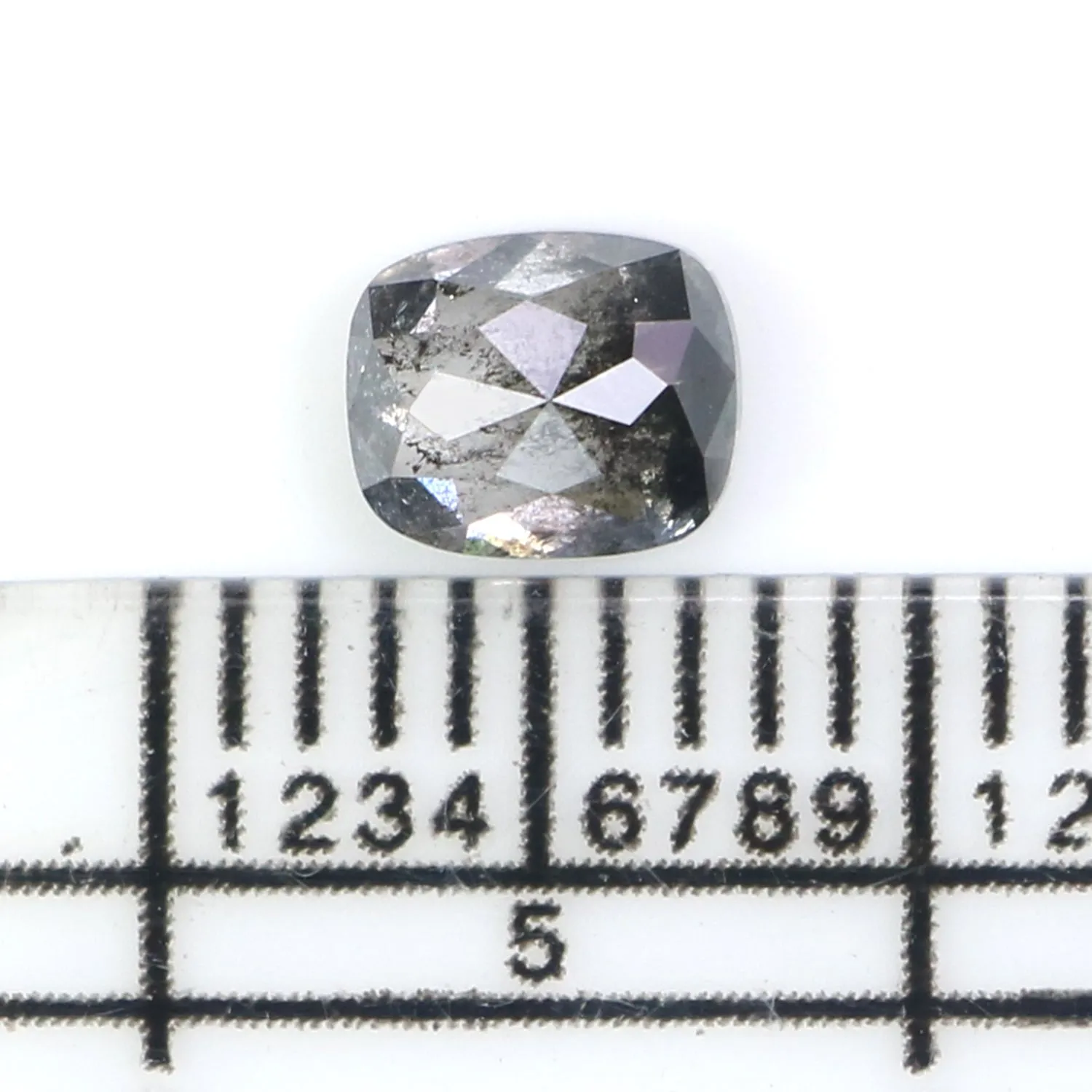 0.61 CT Natural Loose Cushion Shape Diamond Salt And Pepper Cushion Shape Diamond 5.20 MM Black Grey Color Cushion Rose Cut Diam