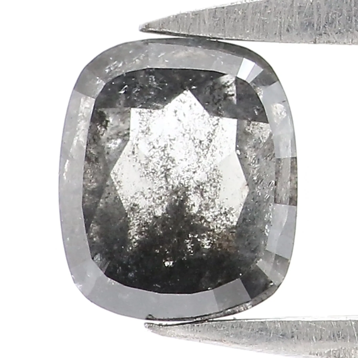 0.61 CT Natural Loose Cushion Shape Diamond Salt And Pepper Cushion Shape Diamond 5.20 MM Black Grey Color Cushion Rose Cut Diam