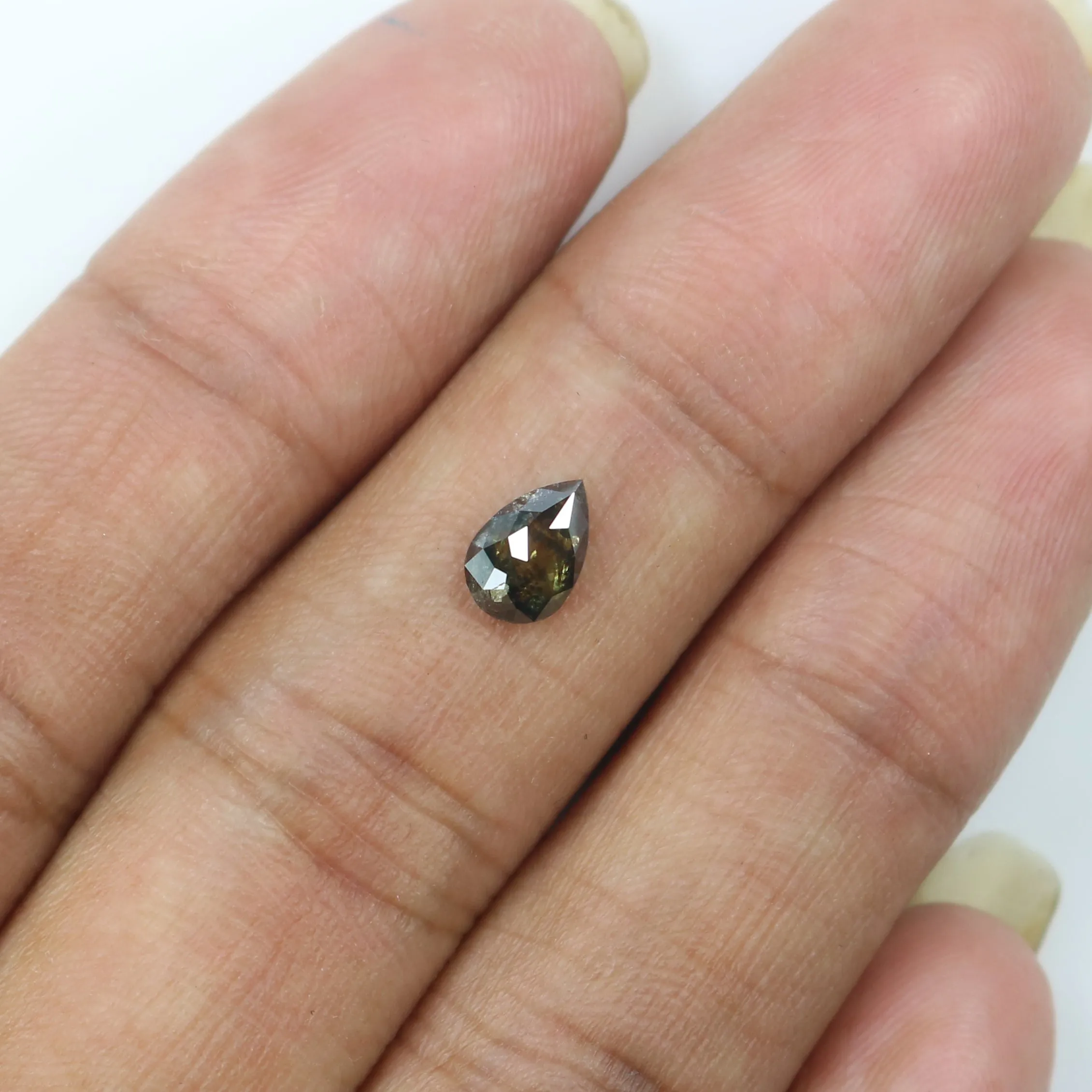 0.61 CT Natural Loose Pear Shape Diamond Salt And Pepper Pear Rose Cut Diamond 6.90 MM Natural Black Grey Color Pear Shape Diamo