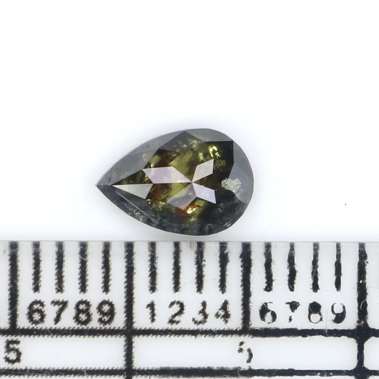 0.61 CT Natural Loose Pear Shape Diamond Salt And Pepper Pear Rose Cut Diamond 6.90 MM Natural Black Grey Color Pear Shape Diamo