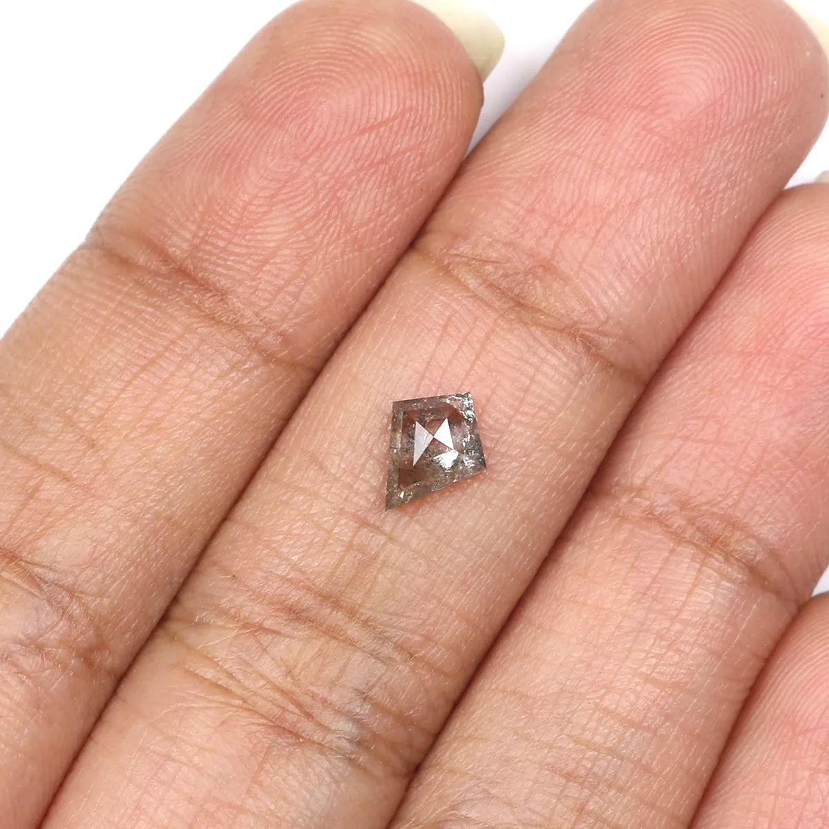 0.63 CT Natural Loose Kite Shape Diamond Salt And Pepper Kite Shape Diamond 7.50 MM Natural Black Grey Color Kite Rose Cut Diamo