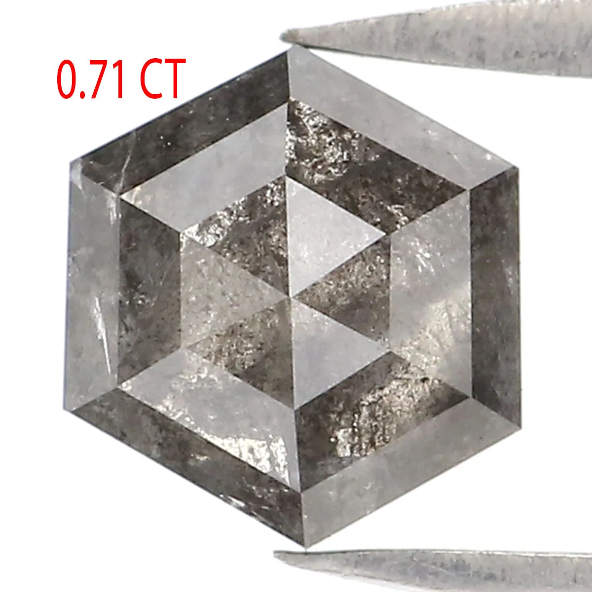 0.71 CT Natural Loose Hexagon Shape Diamond Salt And Pepper Hexagon Shape Diamond 6.25 MM Black Grey Color Hexagon Rose Cut Diam