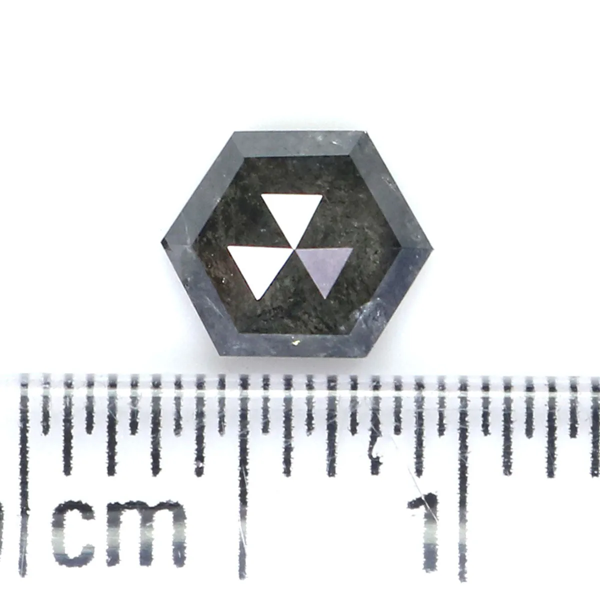 0.71 CT Natural Loose Hexagon Shape Diamond Salt And Pepper Hexagon Shape Diamond 6.25 MM Black Grey Color Hexagon Rose Cut Diam