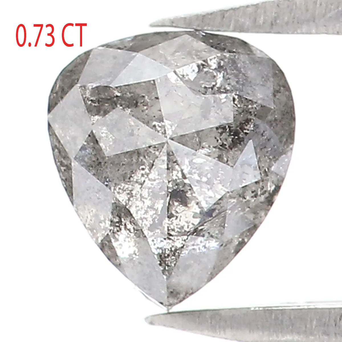 0.73 CT Natural Loose Heart Shape Diamond Salt And Pepper Heart Rose Cut Diamond 5.55 MM Black Grey Color Heart Rose Cut Diamond