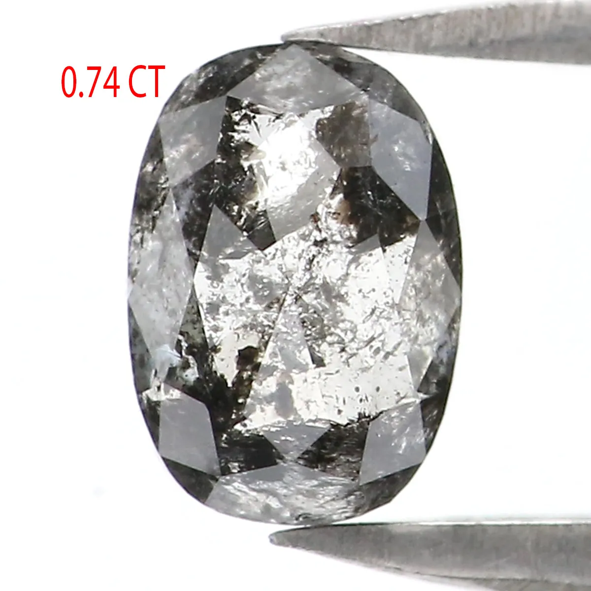 0.74 CT Natural Loose Oval Shape Diamond Salt And Pepper Oval Rose Cut Diamond 6.25 MM Black Grey Color Oval Shape Rose Cut Diam