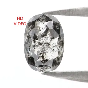 0.74 CT Natural Loose Oval Shape Diamond Salt And Pepper Oval Rose Cut Diamond 6.25 MM Black Grey Color Oval Shape Rose Cut Diam