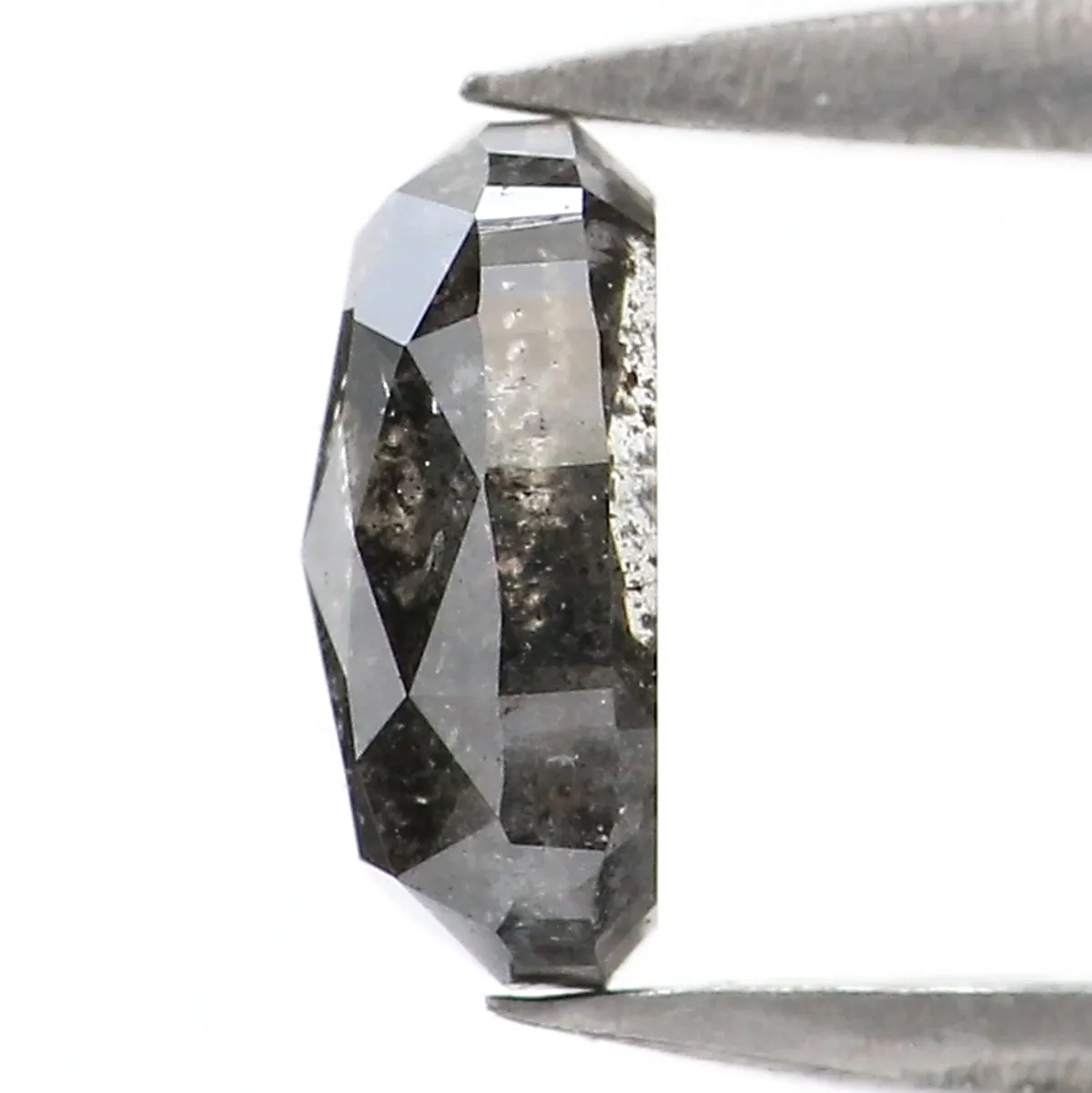 0.74 CT Natural Loose Oval Shape Diamond Salt And Pepper Oval Rose Cut Diamond 6.25 MM Black Grey Color Oval Shape Rose Cut Diam