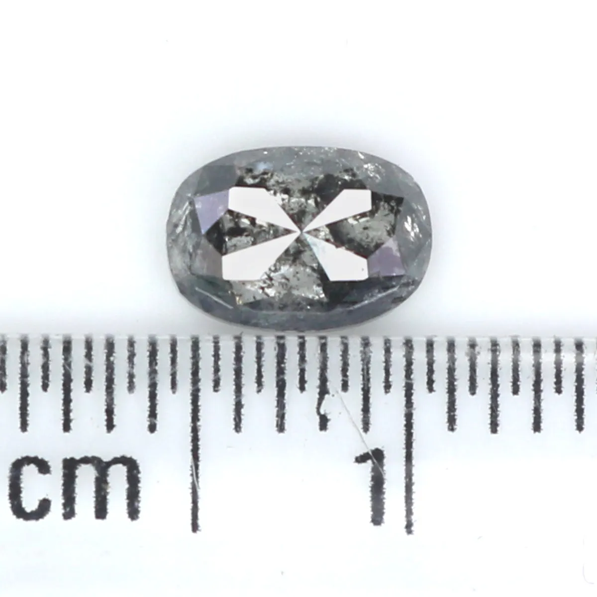 0.74 CT Natural Loose Oval Shape Diamond Salt And Pepper Oval Rose Cut Diamond 6.25 MM Black Grey Color Oval Shape Rose Cut Diam