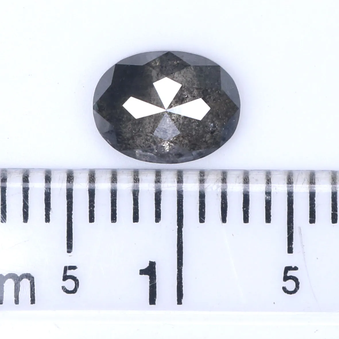 0.87 CT Natural Loose Oval Shape Diamond Salt And Pepper Oval Rose Cut Diamond 6.70 MM Black Grey Color Oval Shape Rose Cut Diam