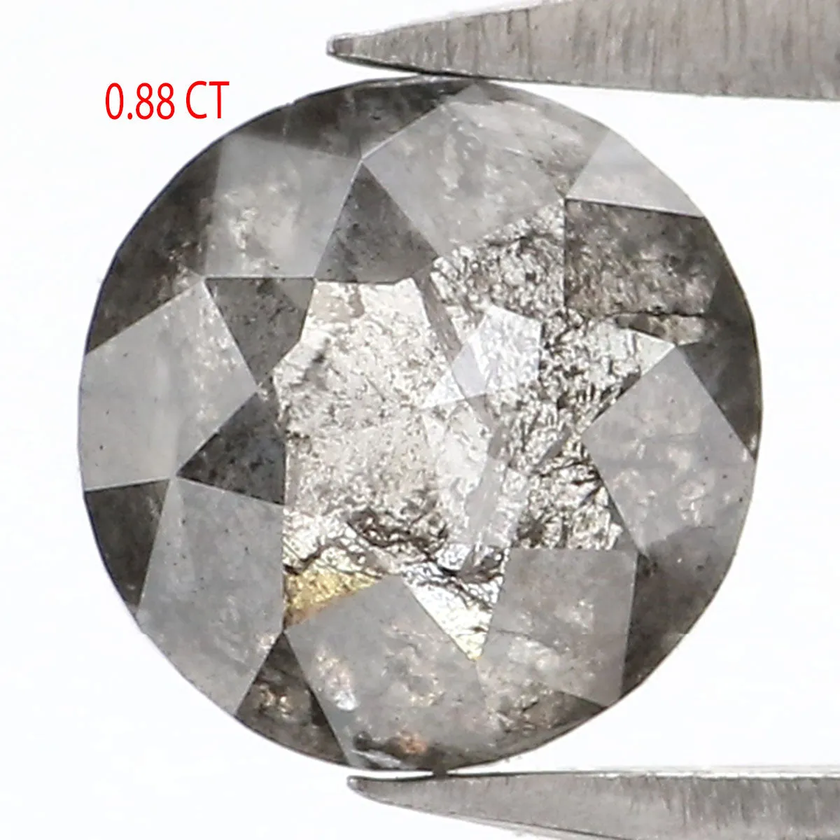 0.88 Ct Natural Loose Round Rose Cut Diamond Black Gray Color Diamond 5.60 MM Natural Loose Salt and Pepper Diamond Rose Cut Dia