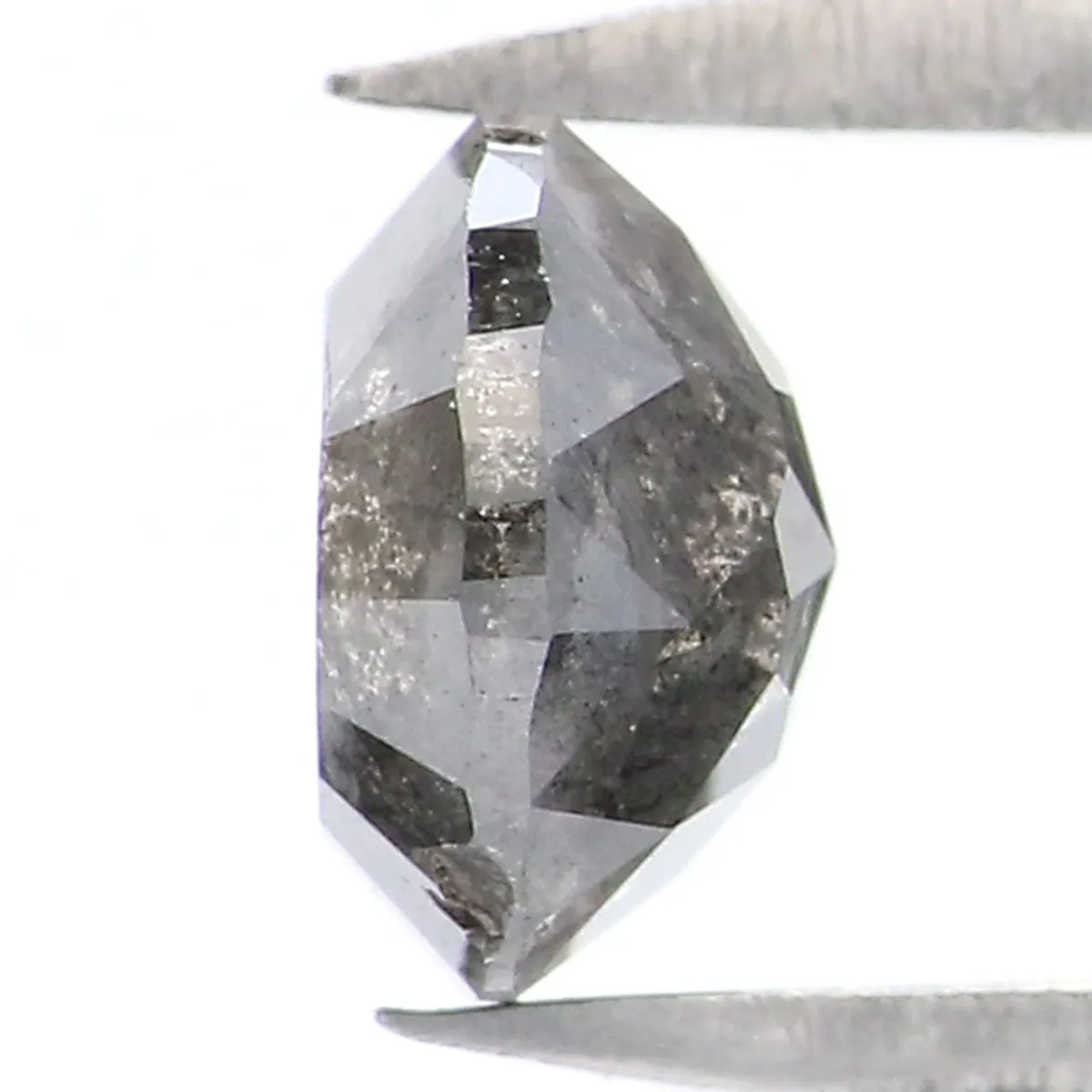 0.88 Ct Natural Loose Round Rose Cut Diamond Black Gray Color Diamond 5.60 MM Natural Loose Salt and Pepper Diamond Rose Cut Dia