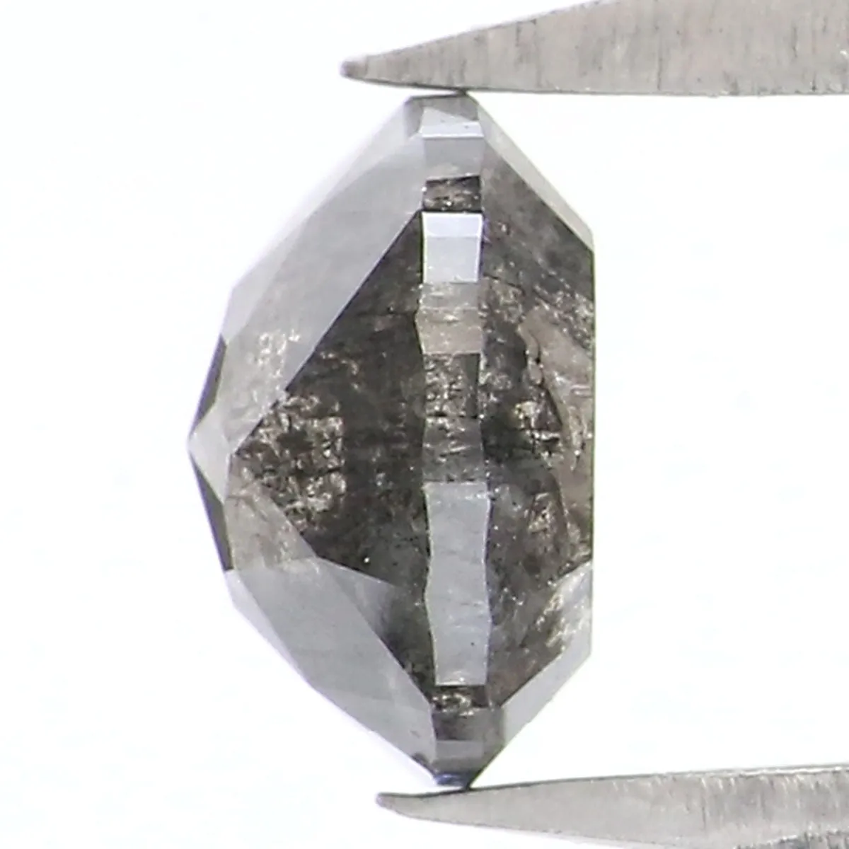 0.88 Ct Natural Loose Round Rose Cut Diamond Black Gray Color Diamond 5.60 MM Natural Loose Salt and Pepper Diamond Rose Cut Dia