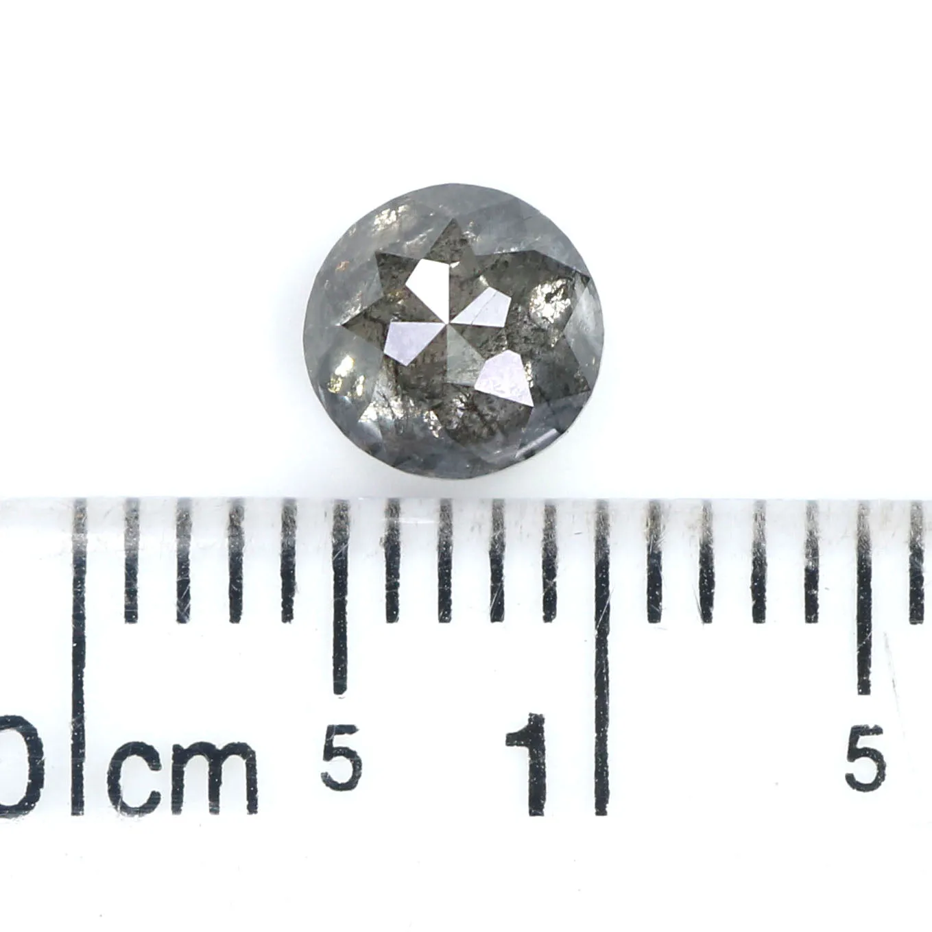 0.88 Ct Natural Loose Round Rose Cut Diamond Black Gray Color Diamond 5.60 MM Natural Loose Salt and Pepper Diamond Rose Cut Dia