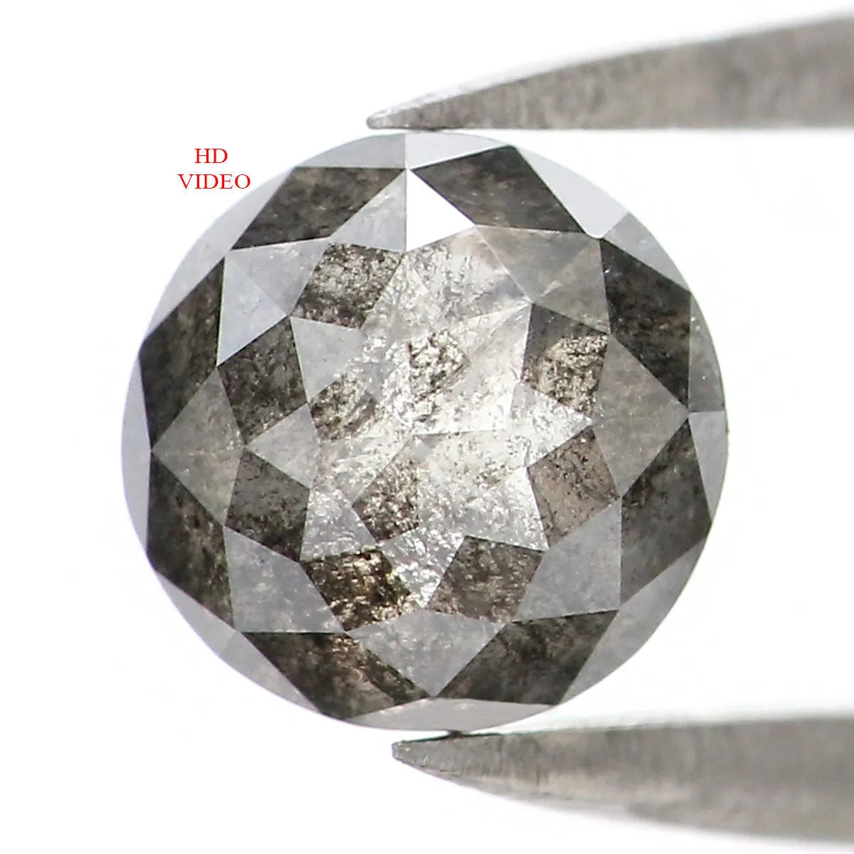 0.89 CT Natural Loose Round Rose Cut Diamond Salt And Pepper Round Diamond 5.60 MM Natural Loose Black Grey Round Rose Cut Diamo