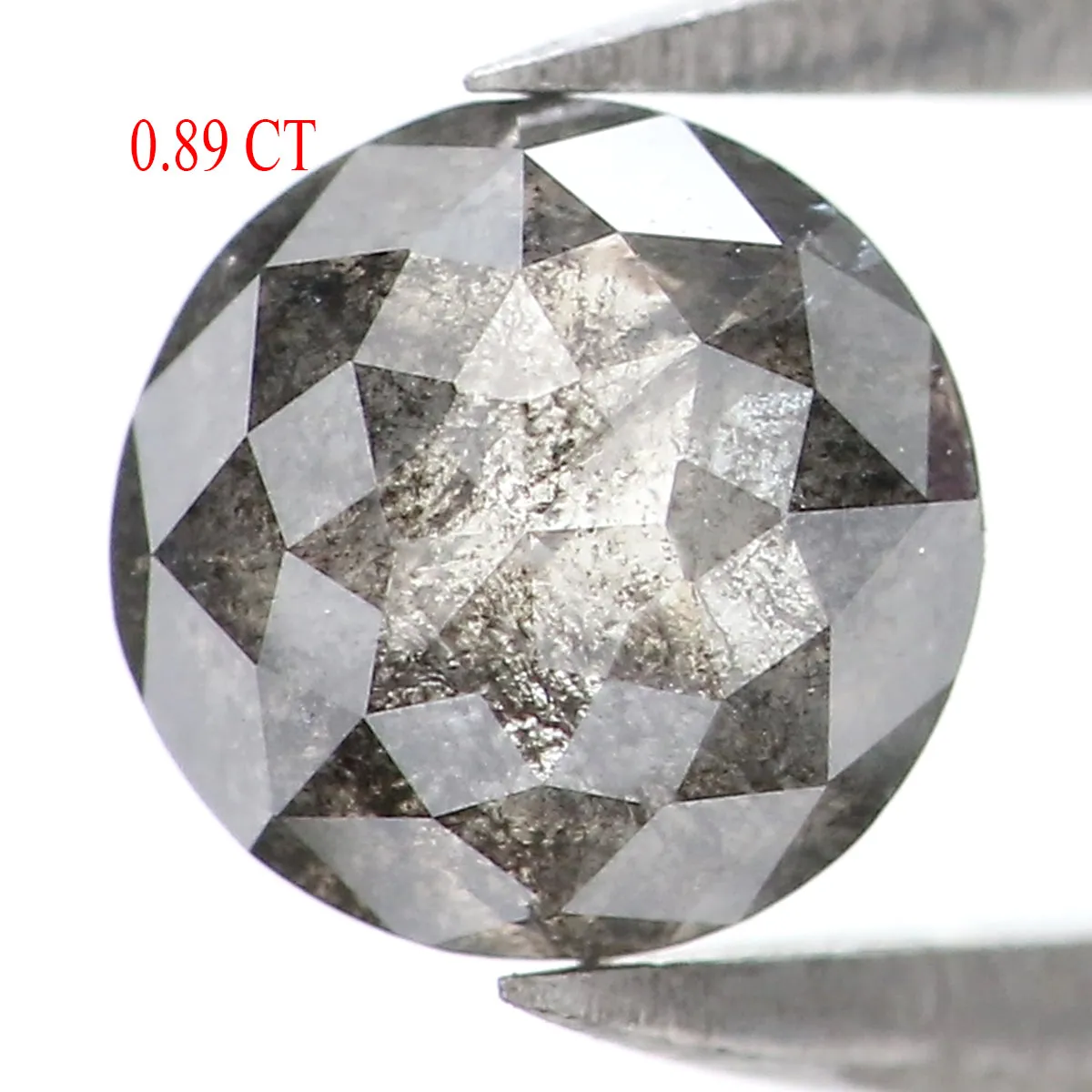 0.89 CT Natural Loose Round Rose Cut Diamond Salt And Pepper Round Diamond 5.60 MM Natural Loose Black Grey Round Rose Cut Diamo