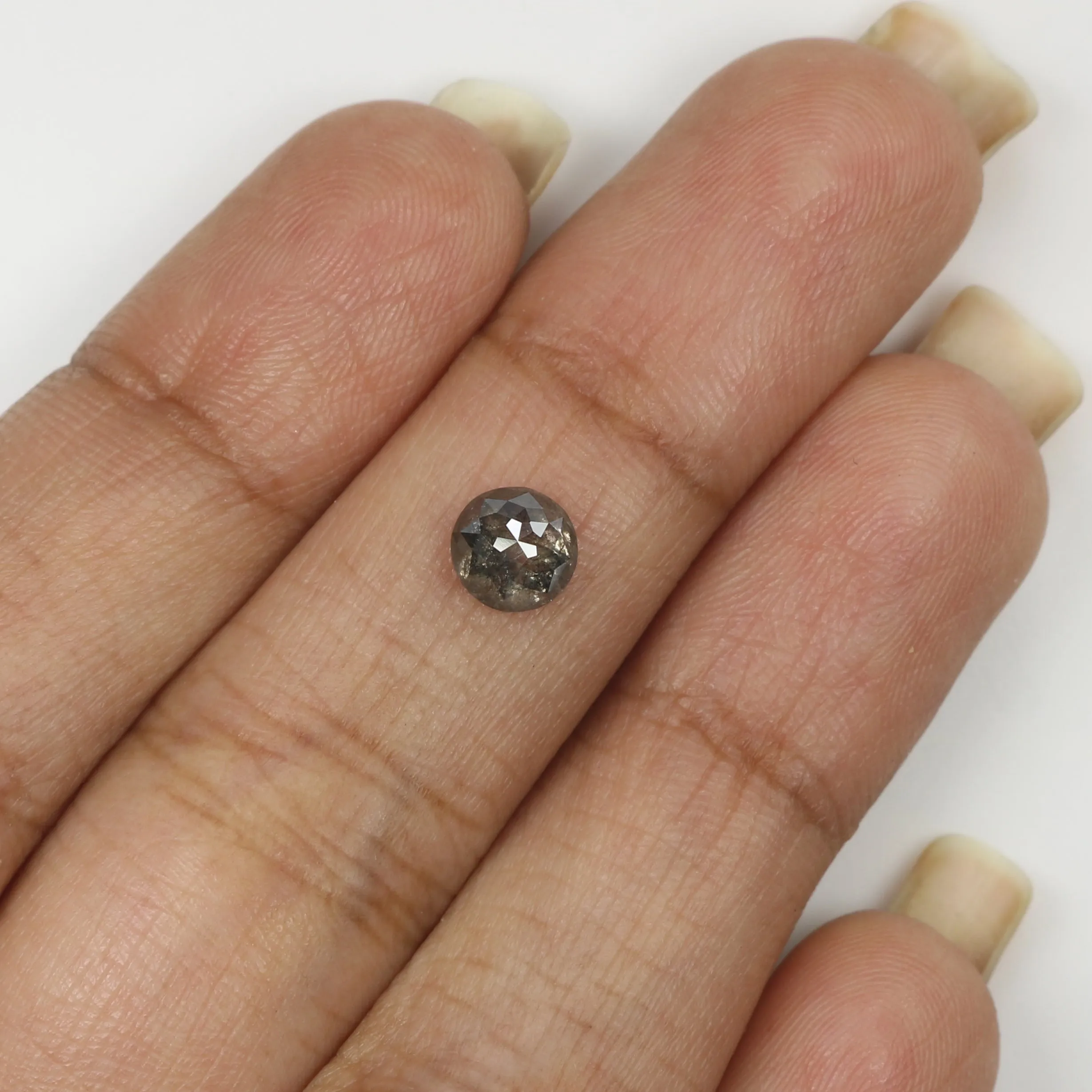 0.89 CT Natural Loose Round Rose Cut Diamond Salt And Pepper Round Diamond 5.60 MM Natural Loose Black Grey Round Rose Cut Diamo