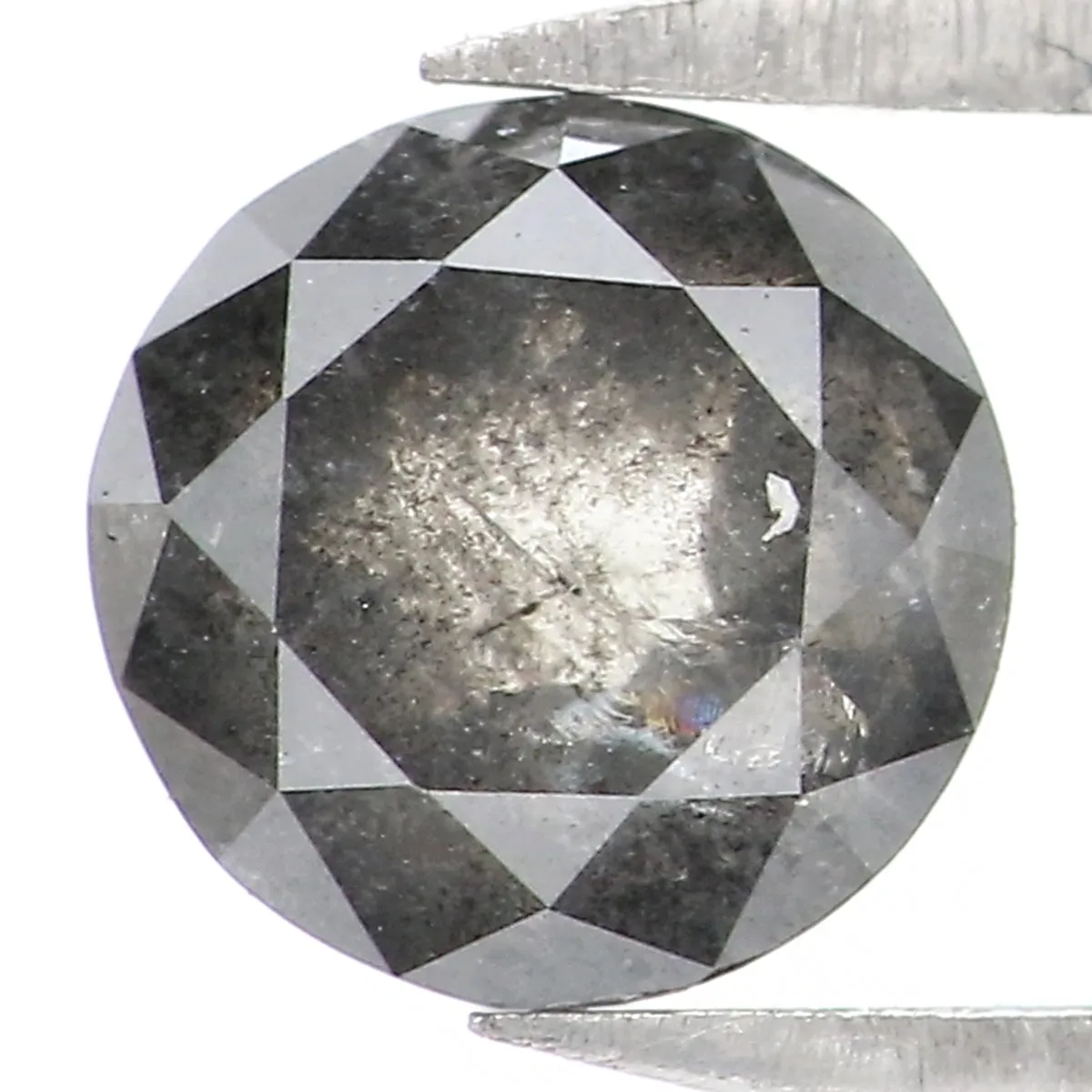 0.89 CT Natural Loose Round Rose Cut Diamond Salt And Pepper Round Diamond 5.60 MM Natural Loose Black Grey Round Rose Cut Diamo