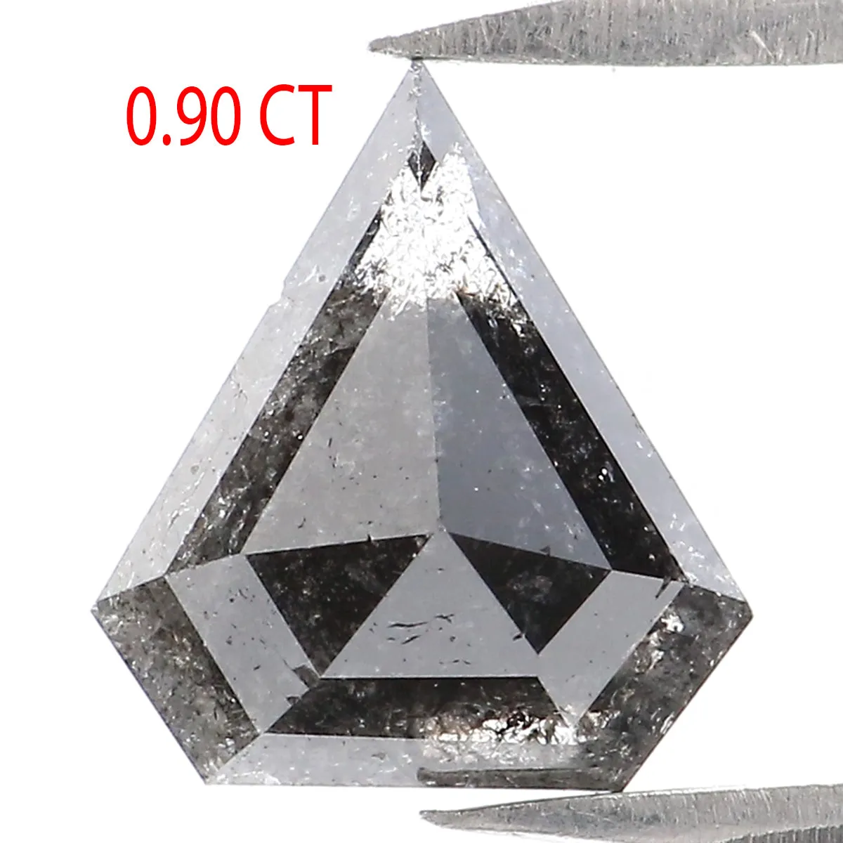 0.90 Ct Natural Loose Shield Shape Diamond Black Color Shield Cut Diamond 8.05 MM Natural Loose Salt And Pepper Shield Cut Diamo