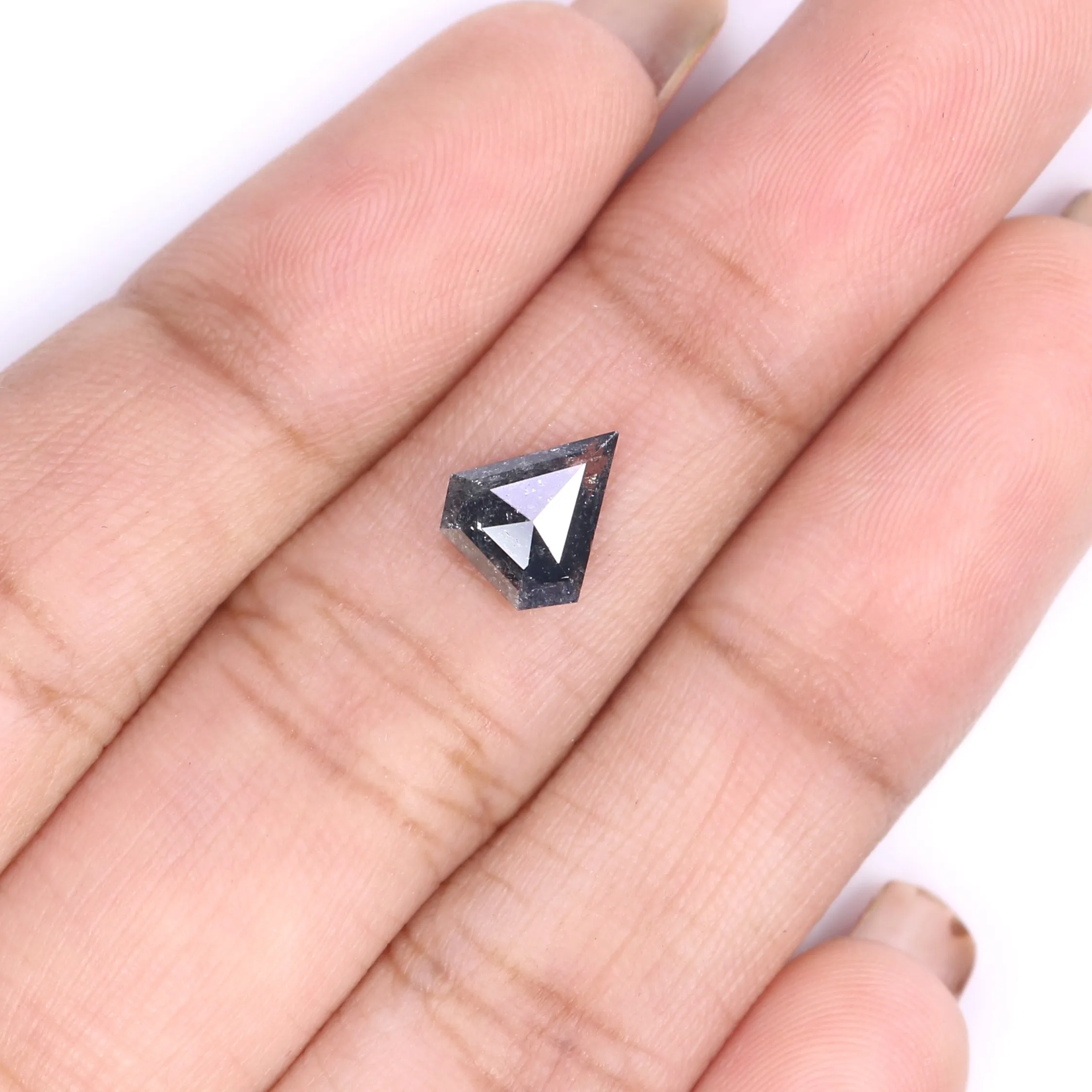 0.90 Ct Natural Loose Shield Shape Diamond Black Color Shield Cut Diamond 8.05 MM Natural Loose Salt And Pepper Shield Cut Diamo