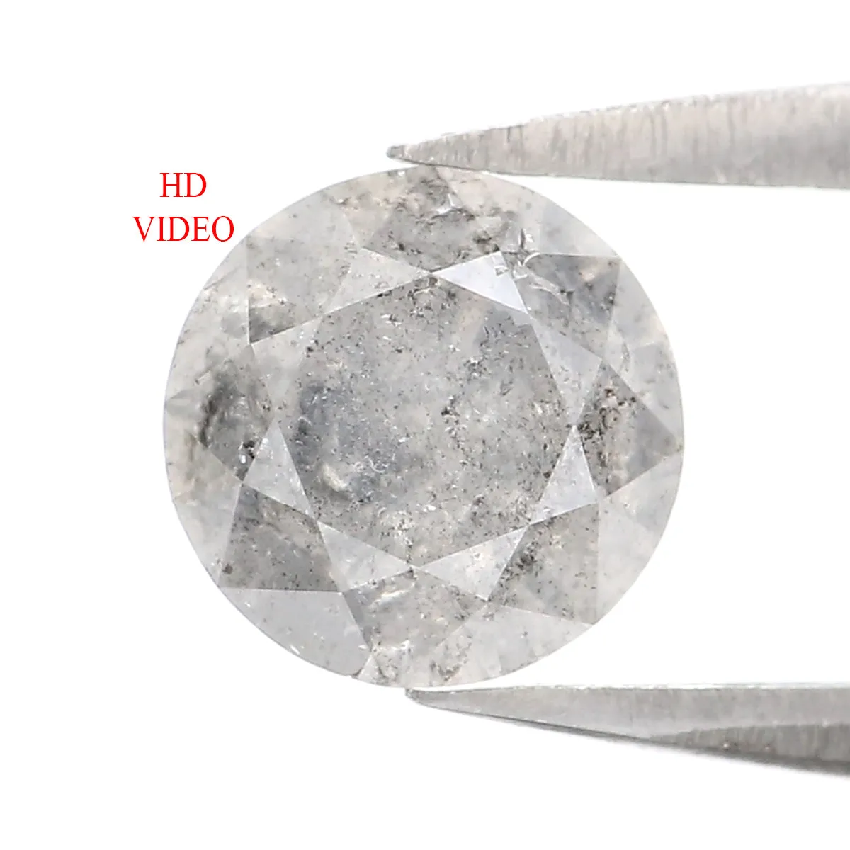 0.98 CT Natural Loose Round Shape Diamond Salt And Pepper Round Cut Diamond 6.40 MM Natural Black Grey Round Brilliant Cut Diamo