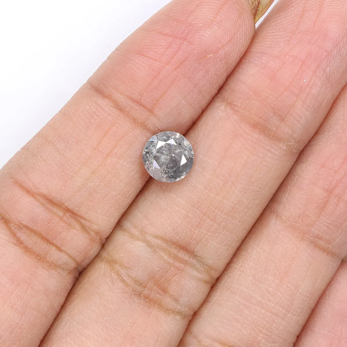 0.98 CT Natural Loose Round Shape Diamond Salt And Pepper Round Cut Diamond 6.40 MM Natural Black Grey Round Brilliant Cut Diamo