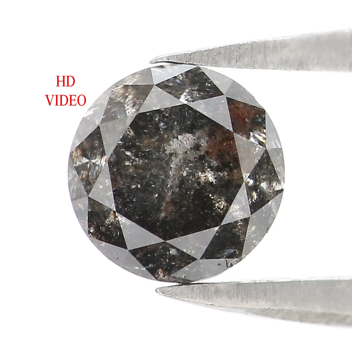 1.04 CT Natural Loose Round Shape Diamond Black Grey Color Round Shape Diamond 5.90 MM Salt And Pepper Round Brilliant Cut Diamo