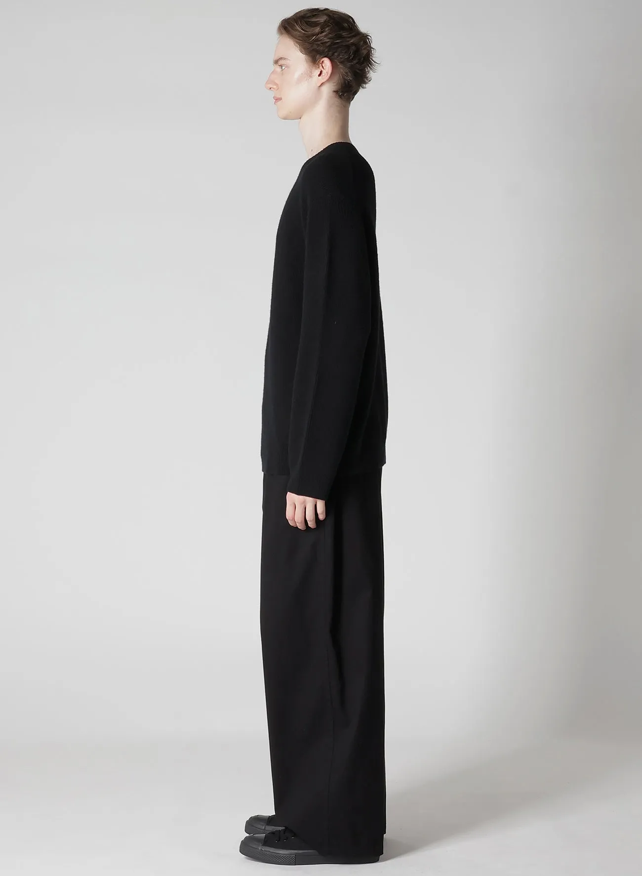 10G HALF CARDIGAN WITH ROUND NECK PULLOVER