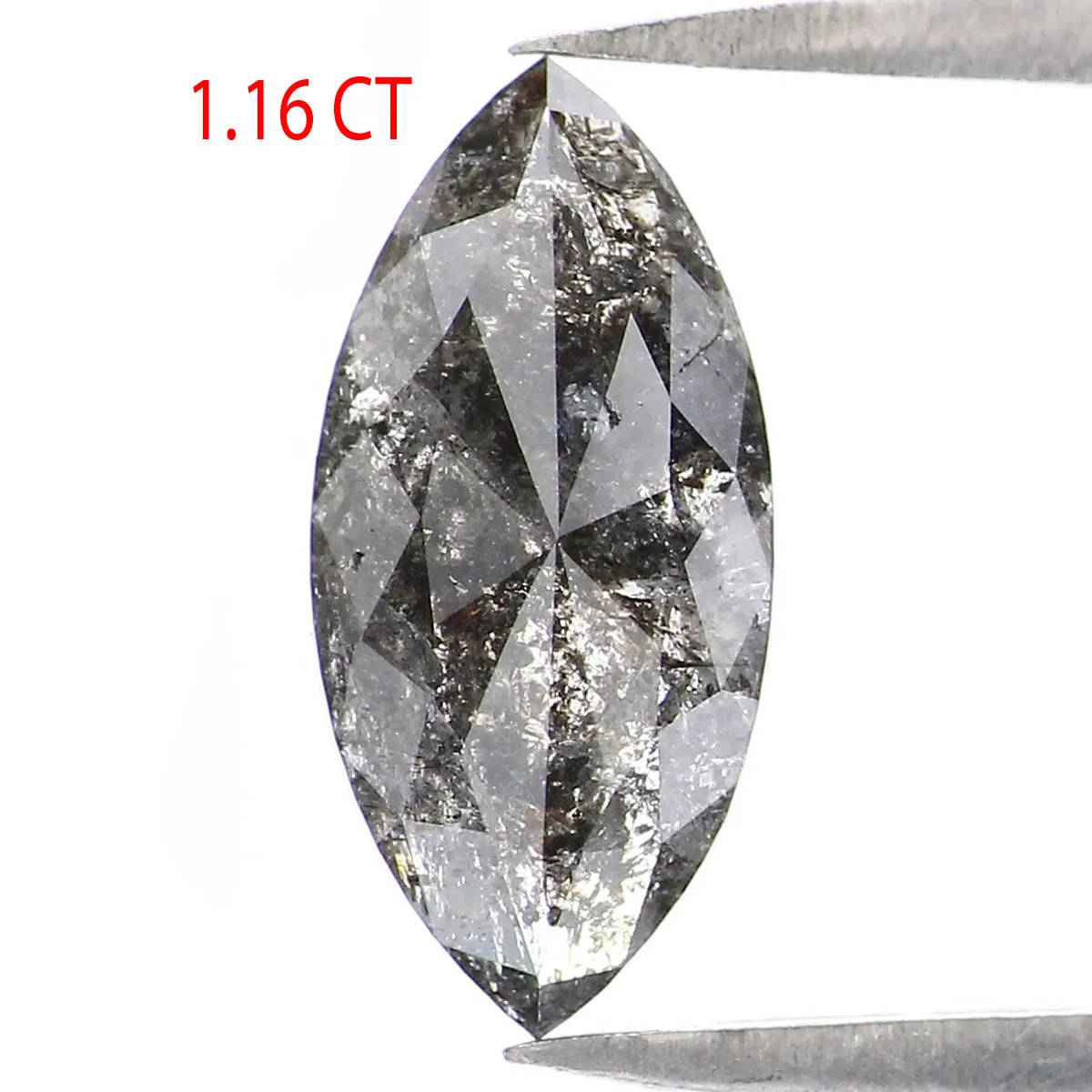 1.16 CT Natural Loose Marquise Shape Diamond Salt And Pepper Marquise Rose Cut Diamond 10.90 MM Black Grey Color Marquise Cut Di