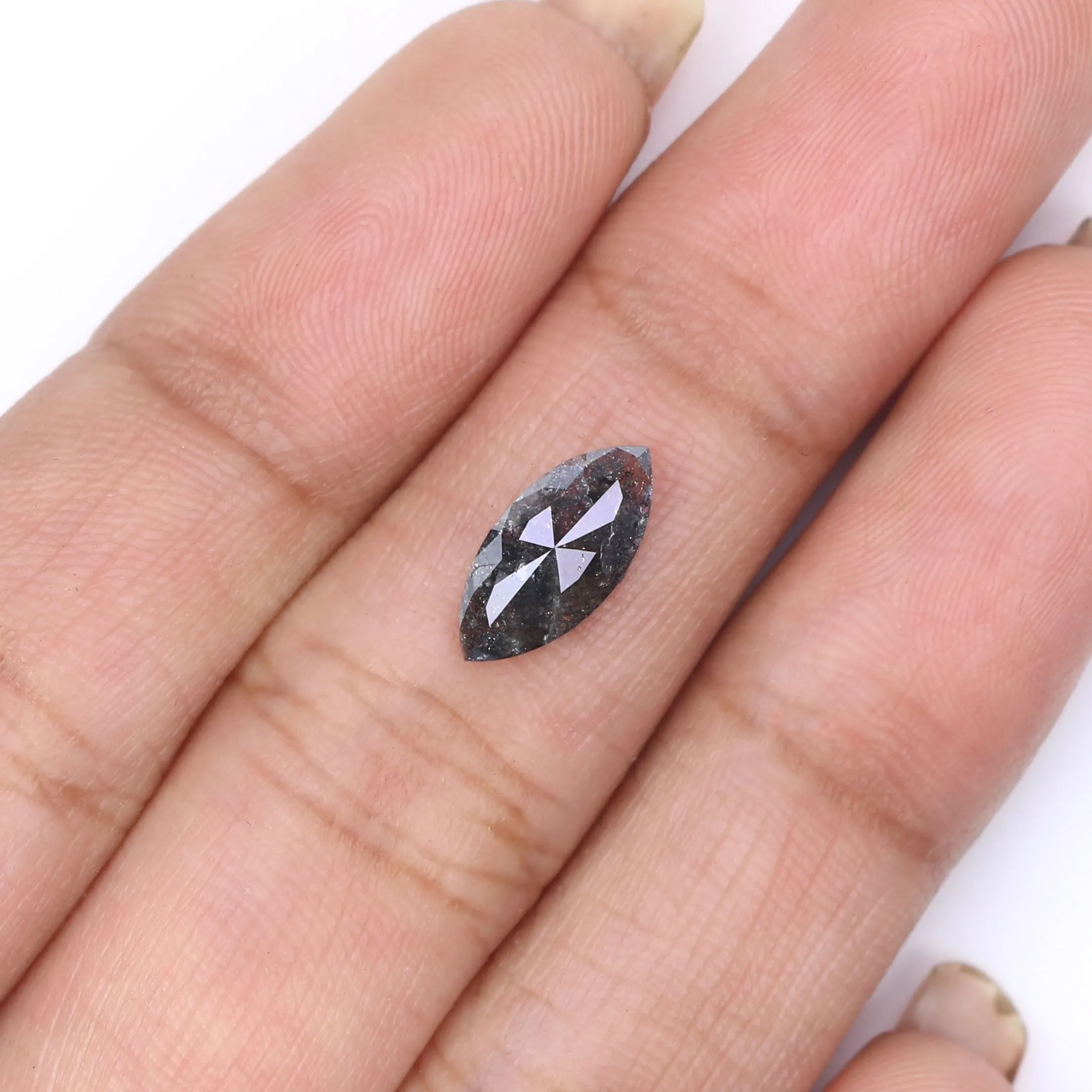 1.16 CT Natural Loose Marquise Shape Diamond Salt And Pepper Marquise Rose Cut Diamond 10.90 MM Black Grey Color Marquise Cut Di