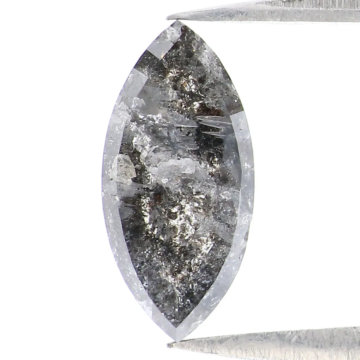 1.16 CT Natural Loose Marquise Shape Diamond Salt And Pepper Marquise Rose Cut Diamond 10.90 MM Black Grey Color Marquise Cut Di