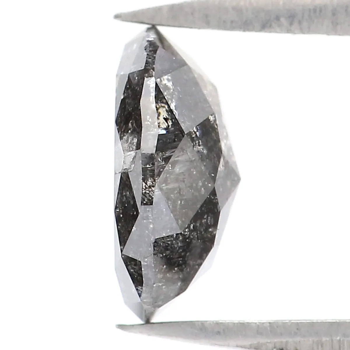 1.18 Ct Natural Loose Oval Shape Diamond Salt And Pepper Oval Diamond 7.45 MM Natural Diamond Black Grey Color Oval Rose Cut Dia