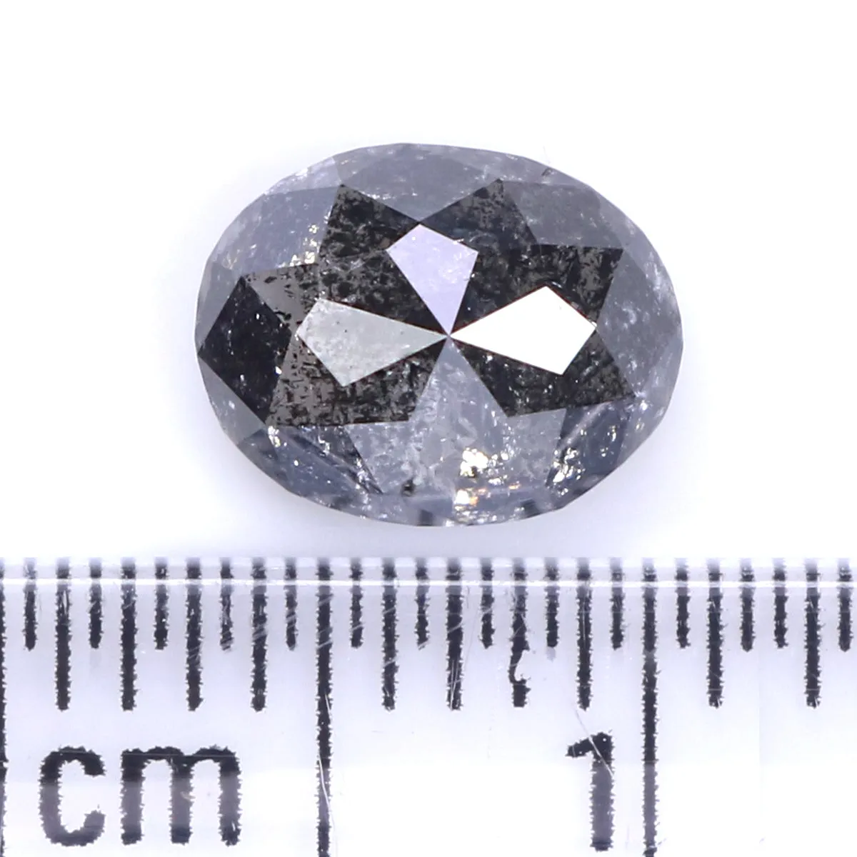 1.18 Ct Natural Loose Oval Shape Diamond Salt And Pepper Oval Diamond 7.45 MM Natural Diamond Black Grey Color Oval Rose Cut Dia