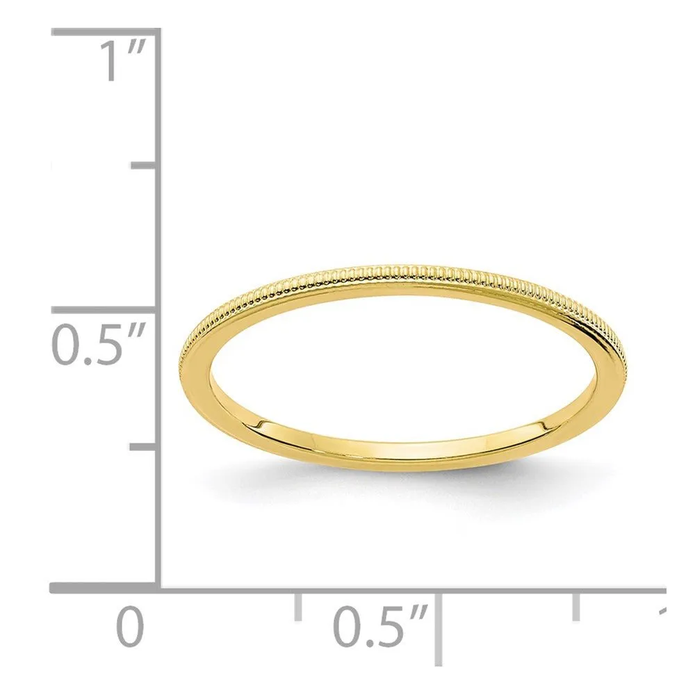 1.2mm 10k Yellow Gold Milgrain Stackable Band