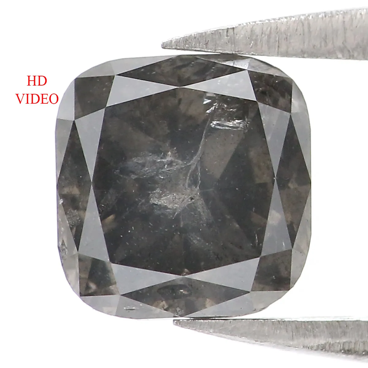 1.31 CT Natural Loose Cushion Shape Diamond Black Grey Cushion Diamond 6.05 MM Natural Black Grey Color Cushion Brilliant Cut Di