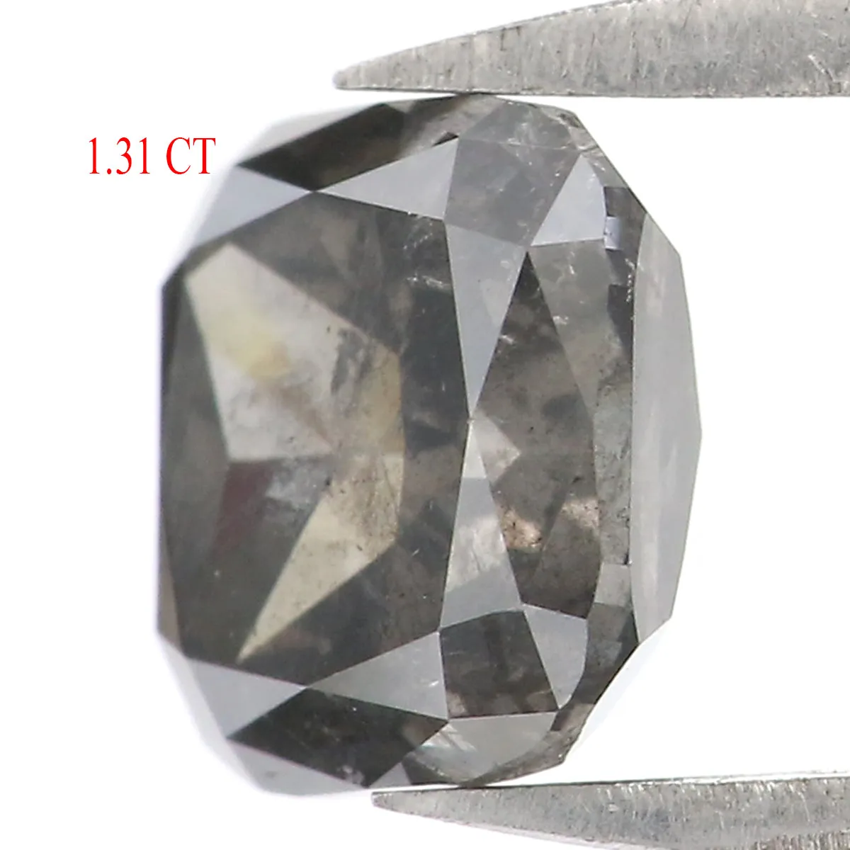 1.31 CT Natural Loose Cushion Shape Diamond Black Grey Cushion Diamond 6.05 MM Natural Black Grey Color Cushion Brilliant Cut Di