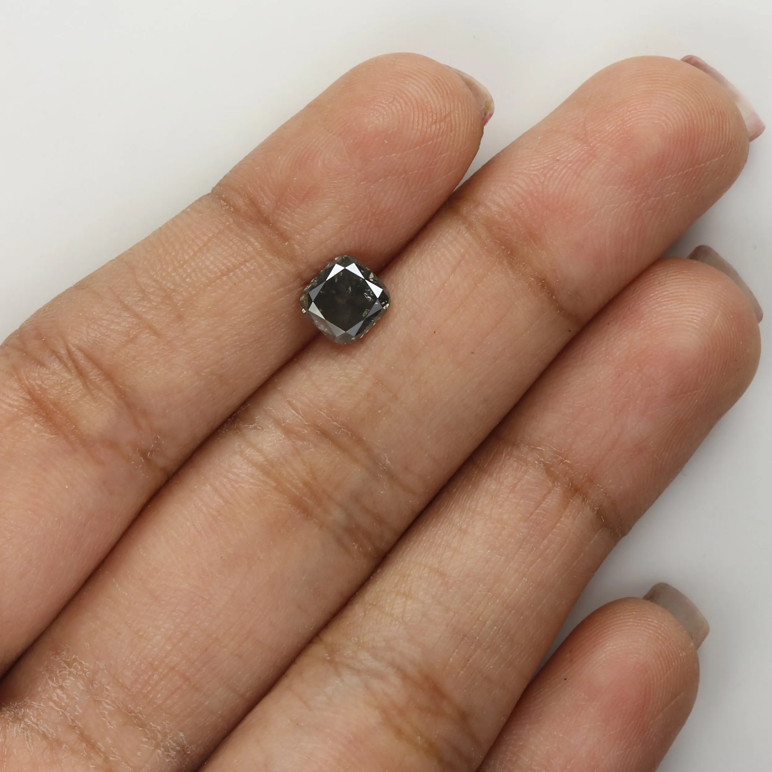 1.31 CT Natural Loose Cushion Shape Diamond Black Grey Cushion Diamond 6.05 MM Natural Black Grey Color Cushion Brilliant Cut Di