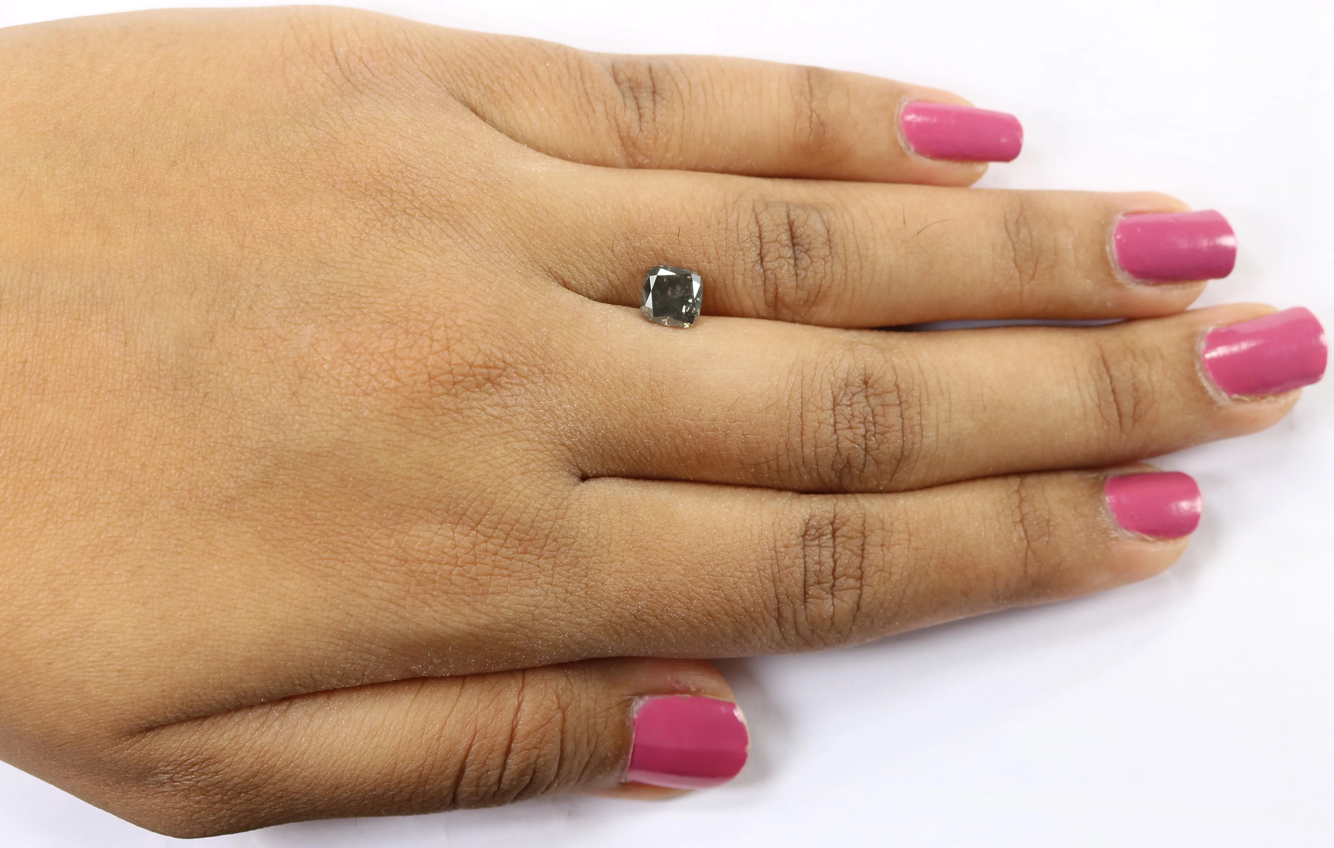 1.31 CT Natural Loose Cushion Shape Diamond Black Grey Cushion Diamond 6.05 MM Natural Black Grey Color Cushion Brilliant Cut Di