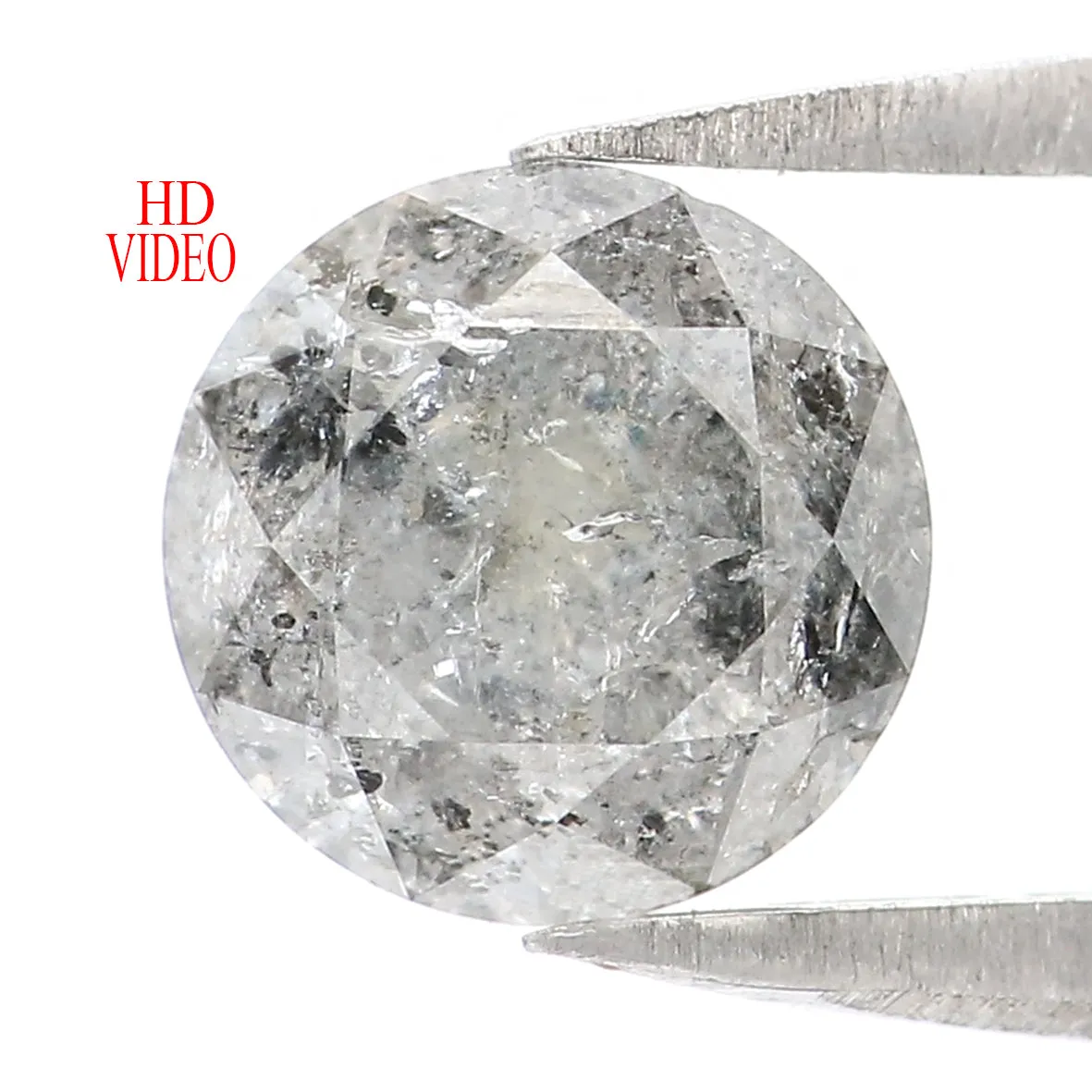 1.31 CT Natural Loose Round Shape Diamond Black Grey Color Round Cut Diamond 6.75 MM Salt And Pepper Round Brilliant Cut Diamond