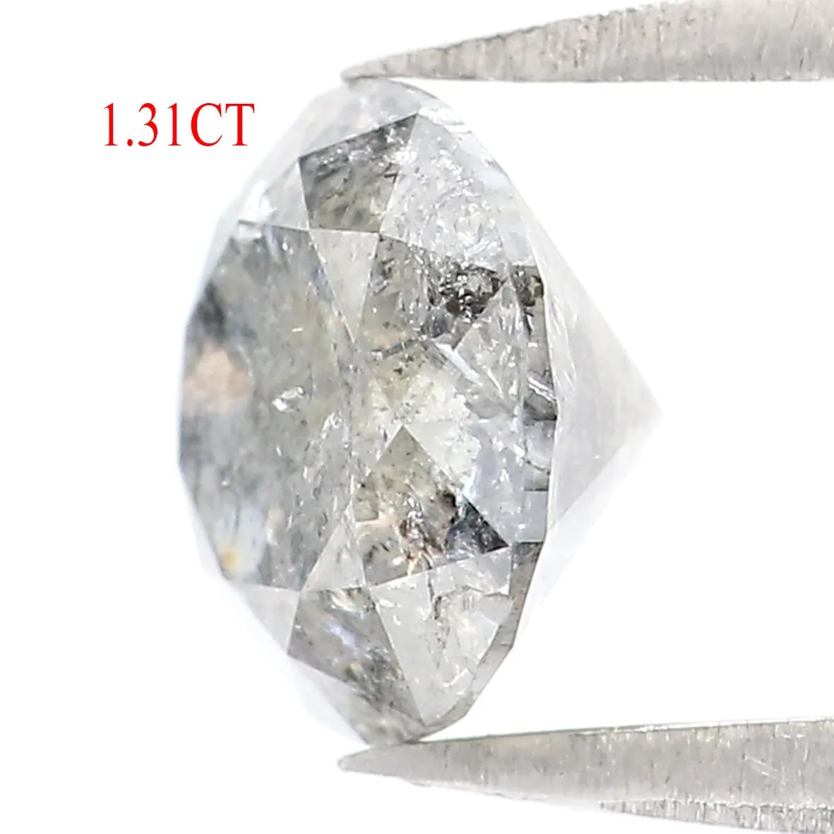 1.31 CT Natural Loose Round Shape Diamond Black Grey Color Round Cut Diamond 6.75 MM Salt And Pepper Round Brilliant Cut Diamond