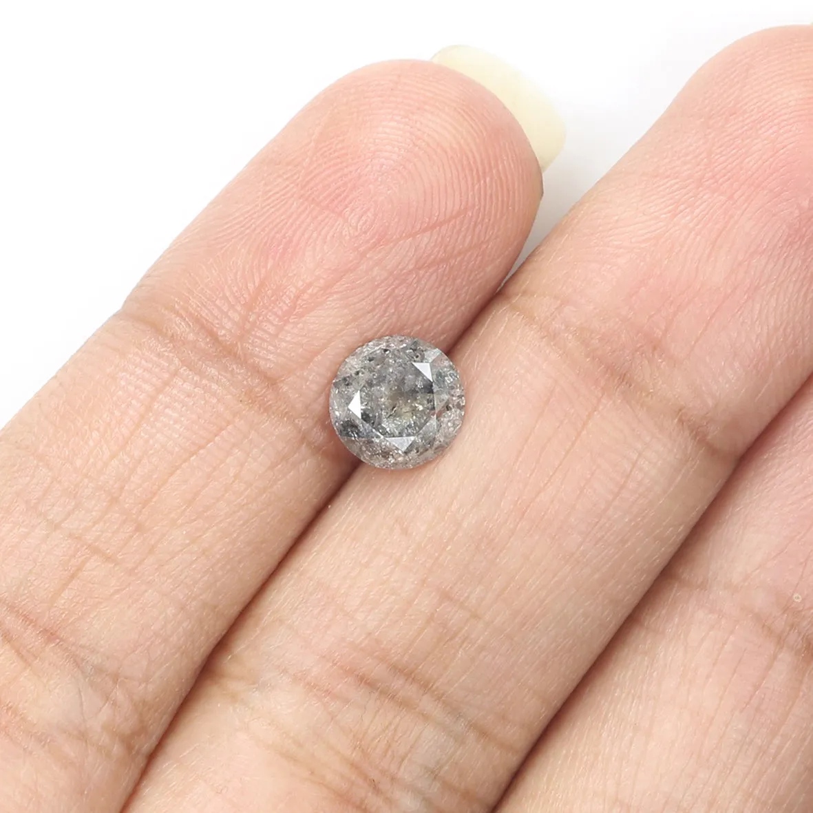 1.31 CT Natural Loose Round Shape Diamond Black Grey Color Round Cut Diamond 6.75 MM Salt And Pepper Round Brilliant Cut Diamond