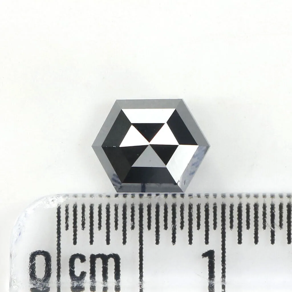 1.35 CT Natural Loose Hexagon Shape Diamond Black Hexagon Rose Cut Diamond 7.20 MM Natural Loose Black Color Hexagon Rose Cut Di